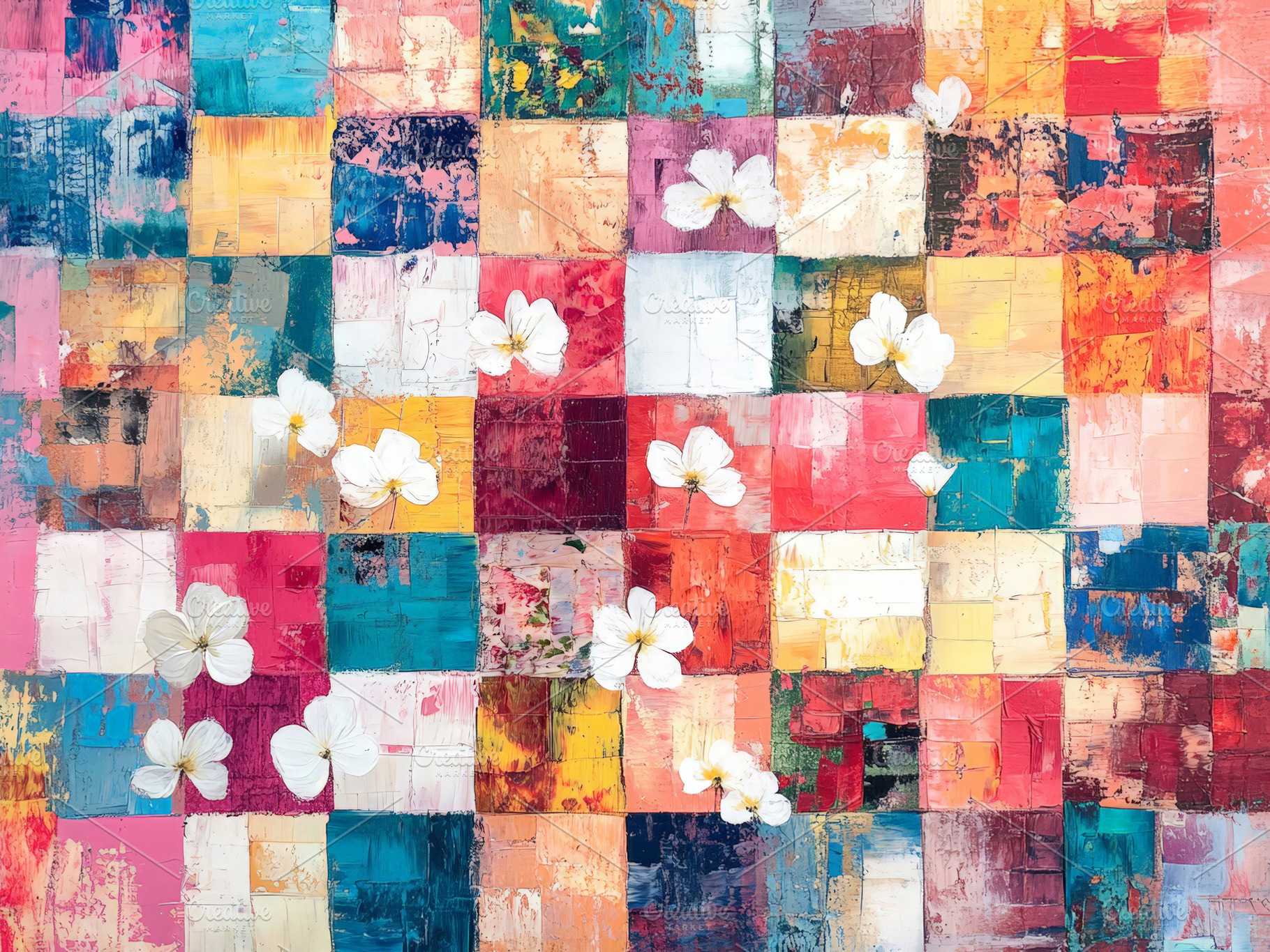 Abstract Painting Color Block Floral, an Abstract Photo by Hamza067