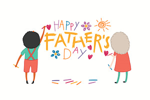 Fathers Day card with kids drawing, an Object Illustration by sceptical cactus