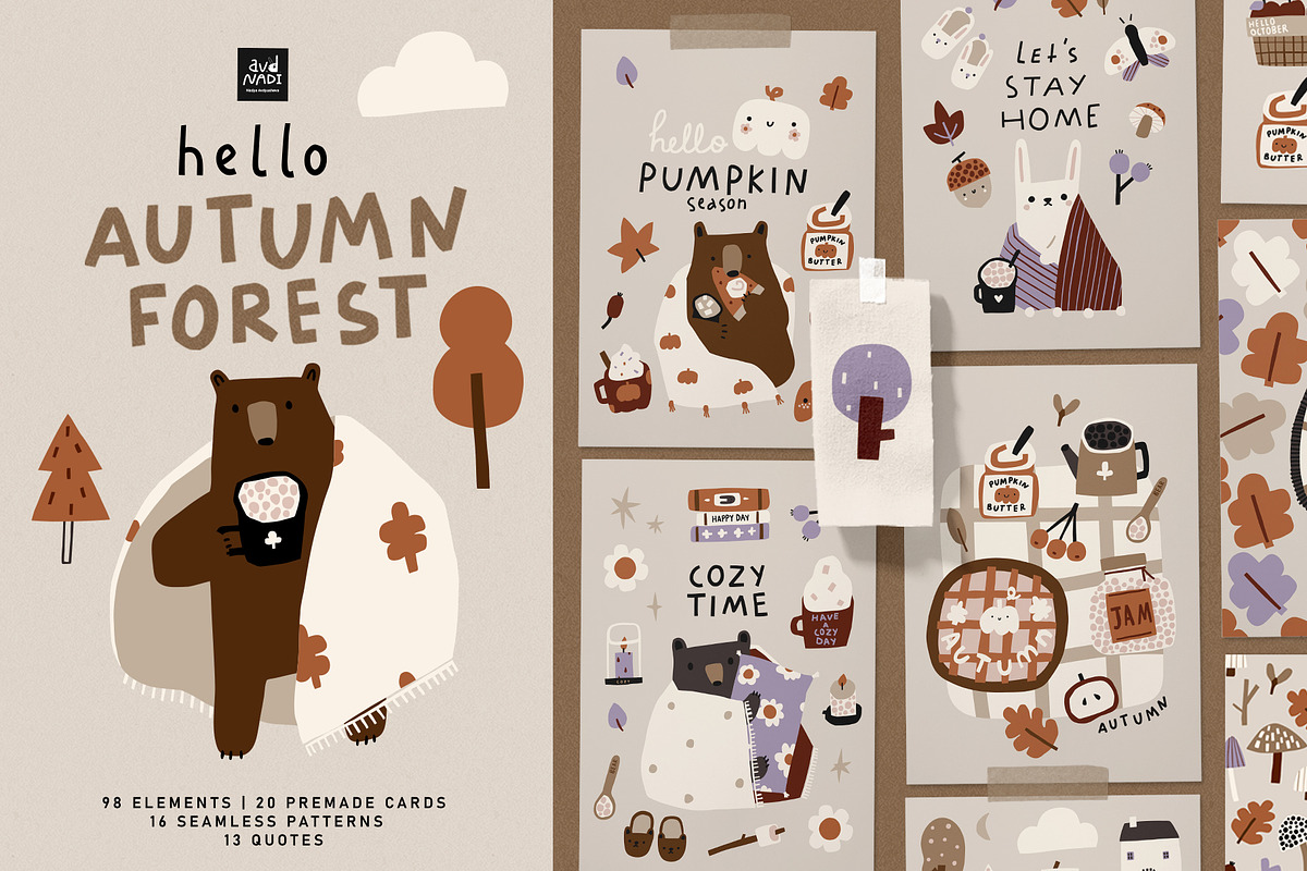 Autumn Forest graphic collection, an Animal Illustration by avdnadi (Photo 1 of 10)