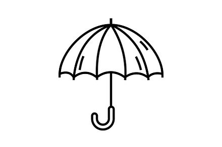 Cartoon opened umbrella line icon, an Outline Icon by Elen_Art