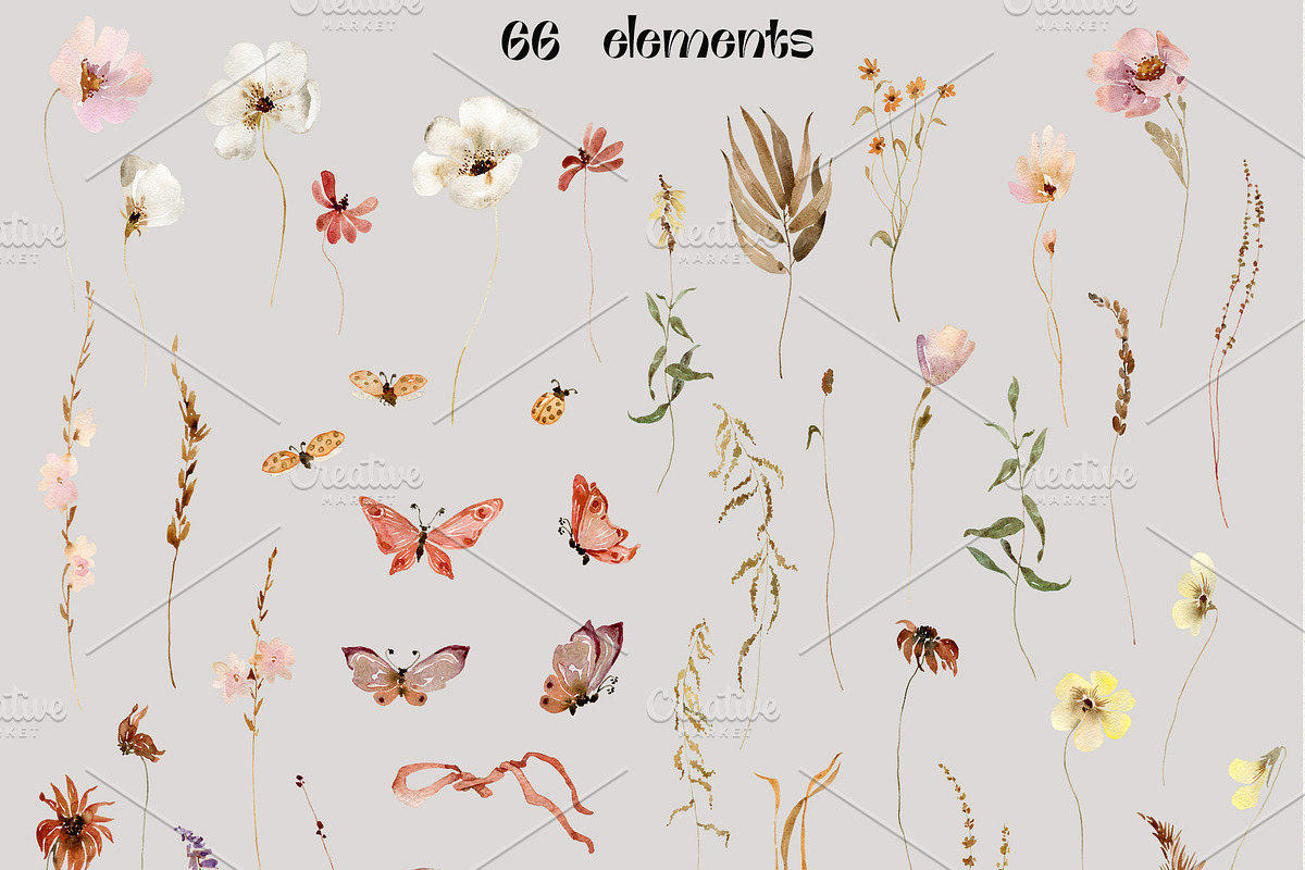 Watercolor Wildflowers Collection, a Decorative Illustration by TanyaOak (Photo 9 of 12)