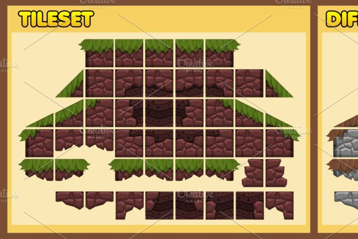 Platformer Game Tile Set 6, an Animal Illustration by pzUH (Photo 3 of 4)
