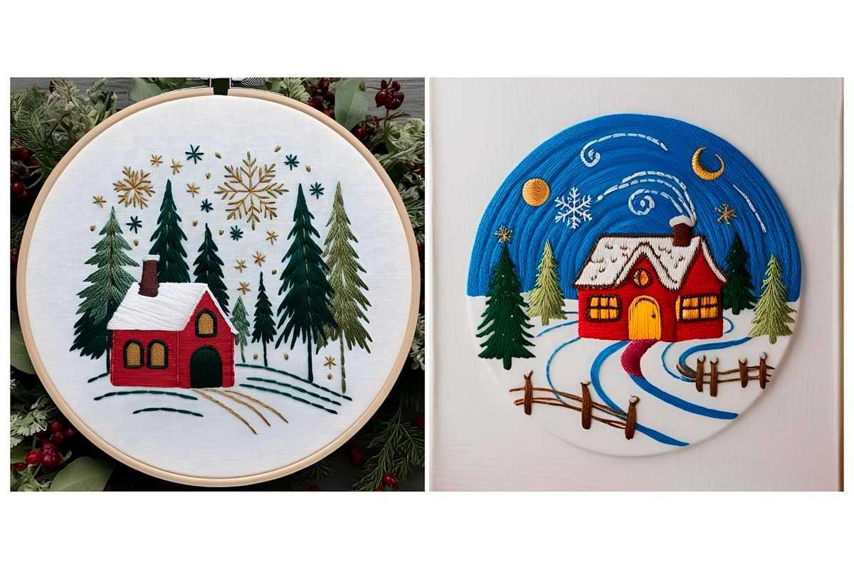 SET Winter Embroidery Handmade, a Background Graphic by IrySha (Photo 2 of 7)