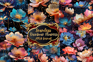 Rainbow Flowers Seamless Paper
