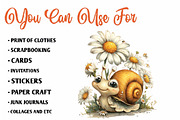 Whimsical Daisy Snail Clipart, a Seasonal Illustration by CreationArt (Thumbnail 5 of 7)