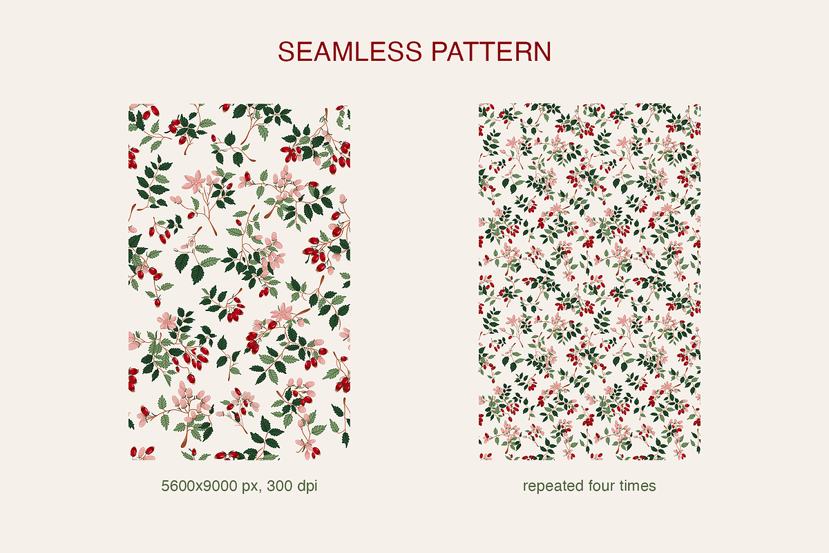 Rosehip Elegant Romantic Pattern, a Pattern Graphic by Mariia Kovalchuk (Photo 4 of 13)