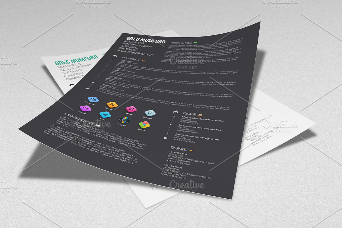 Midnight/Midday CV's, a Resume Template by Valeur Design (Photo 5 of 6)