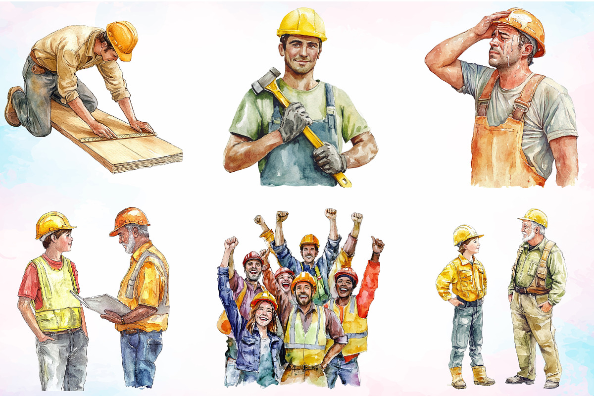 Construction Worker Labor Day Clipar, an Illustration by Canvas Craft (Photo 2 of 3)