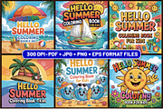 61 Hello Summer Coloring Pages, a Seasonal Illustration by Design Station (Thumbnail 4 of 6)