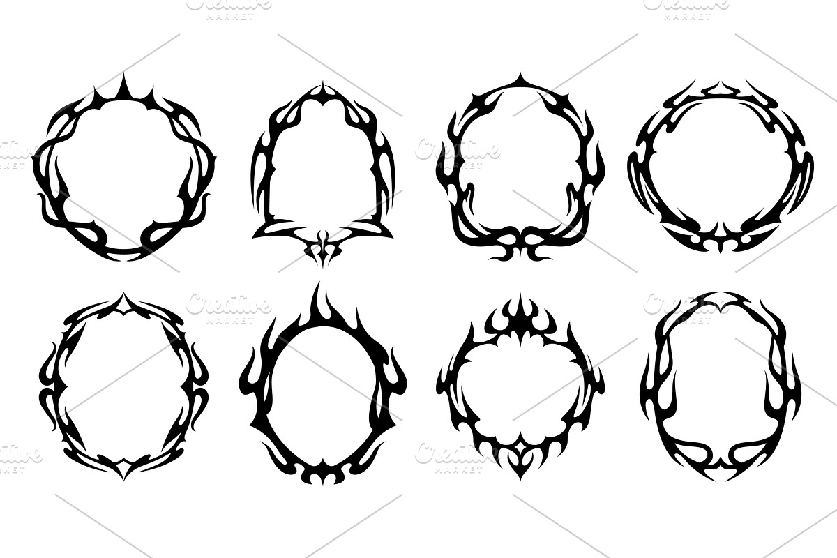 Tribal gothic frames with flames, an Object Illustration by Buch&Bee