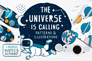 Space illustrations & patterns, an Illustration by Nastya Tkachova (Thumbnail 1 of 9)