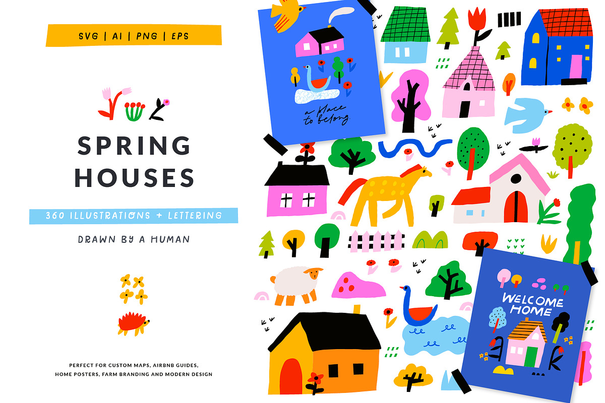 Spring Houses | SVG, PNG, AI, an Object Illustration by Olia (Photo 1 of 12)