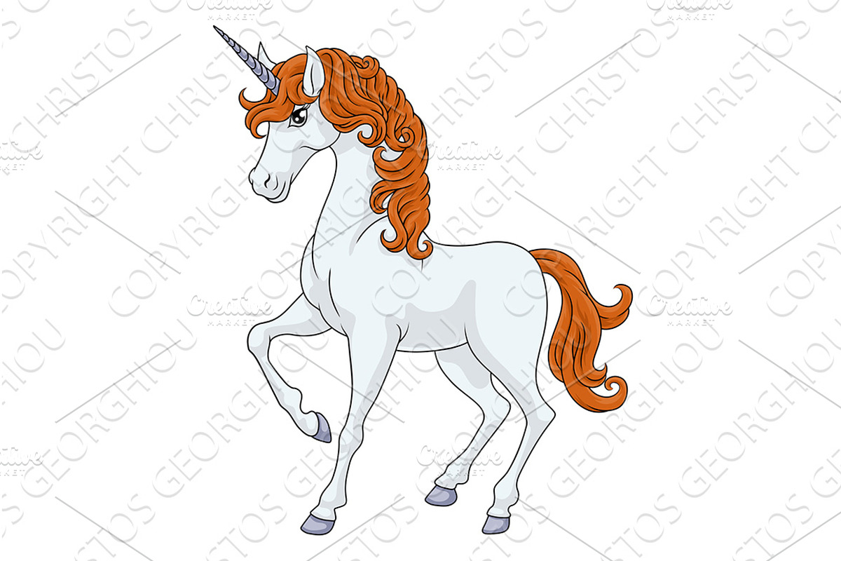 Unicorn Horn Horse Animal Cartoon, an Animal Illustration by Christos Georghiou