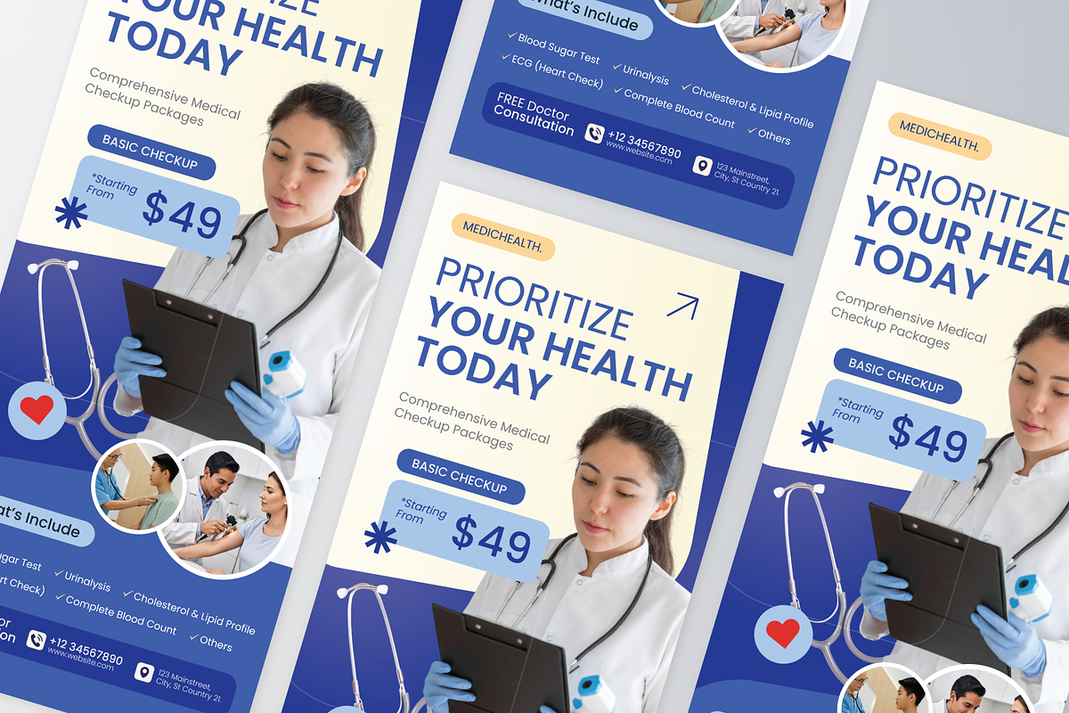 Blue Medical Checkup Roll Up Banner, a Poster Template by Annora Studio (Photo 5 of 6)