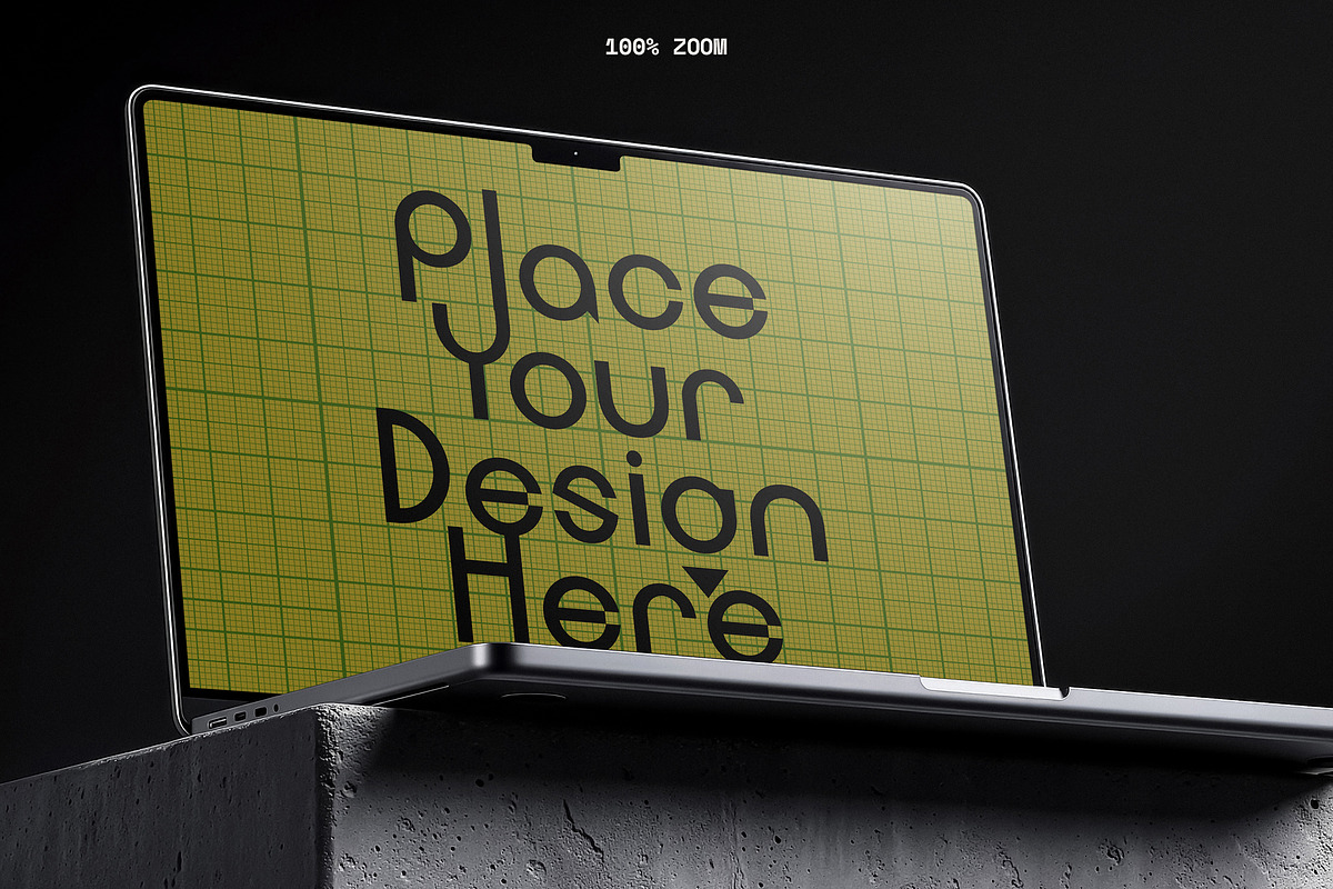 5 Laptop Mockups on Concrete Block, a Mac Mockup by smishura (Photo 5 of 11)