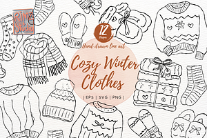 Hand-Drawn Cozy Winter Clothes SVG