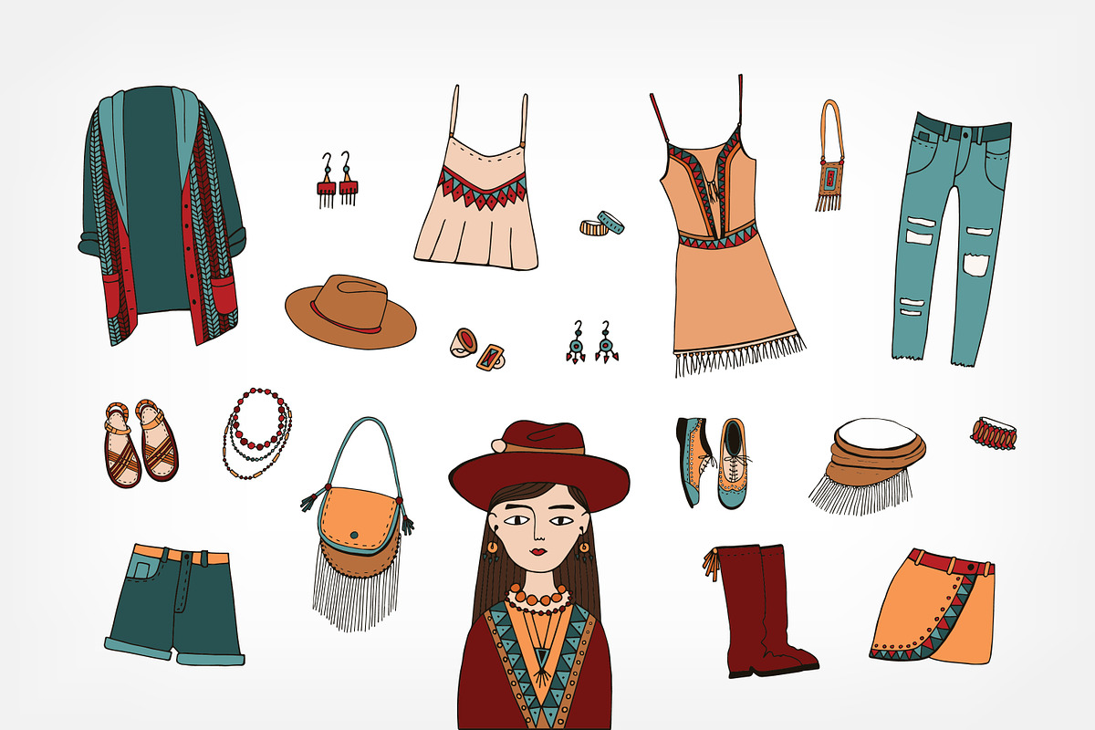 Set, seamless pattern of boho style, a Decorative Illustration by Good Studio (Photo 3 of 4)