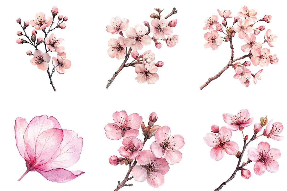Cherry blossom branch Clipart, a Seasonal Illustration by Designking (Photo 3 of 5)