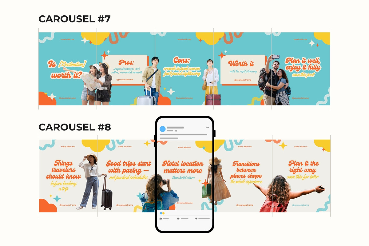 Retro Travel Instagram Carousels, a Social Media Template by Anna Design Studio (Photo 7 of 13)