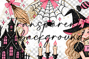 Pink Halloween Witch Clipart, a Decorative Illustration by BigCakeBee (Thumbnail 2 of 3)