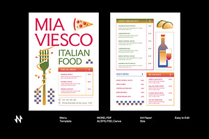Elegant Minimalist Italian Menu, a Stationery Template by Neermana