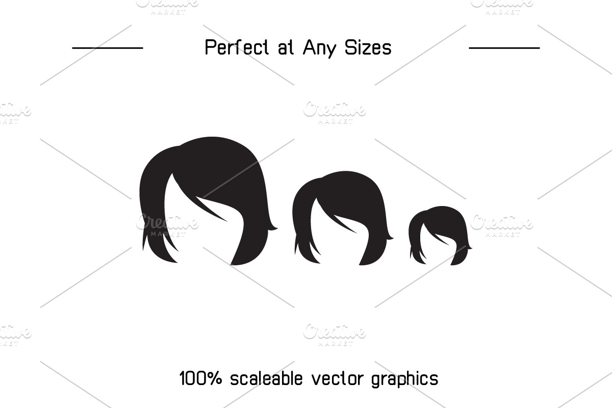 Wig and Hair Icons Set, a Solid Icon by Designfour (Photo 7 of 7)