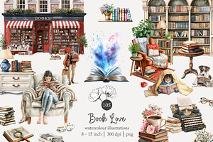 105 book lover clip art