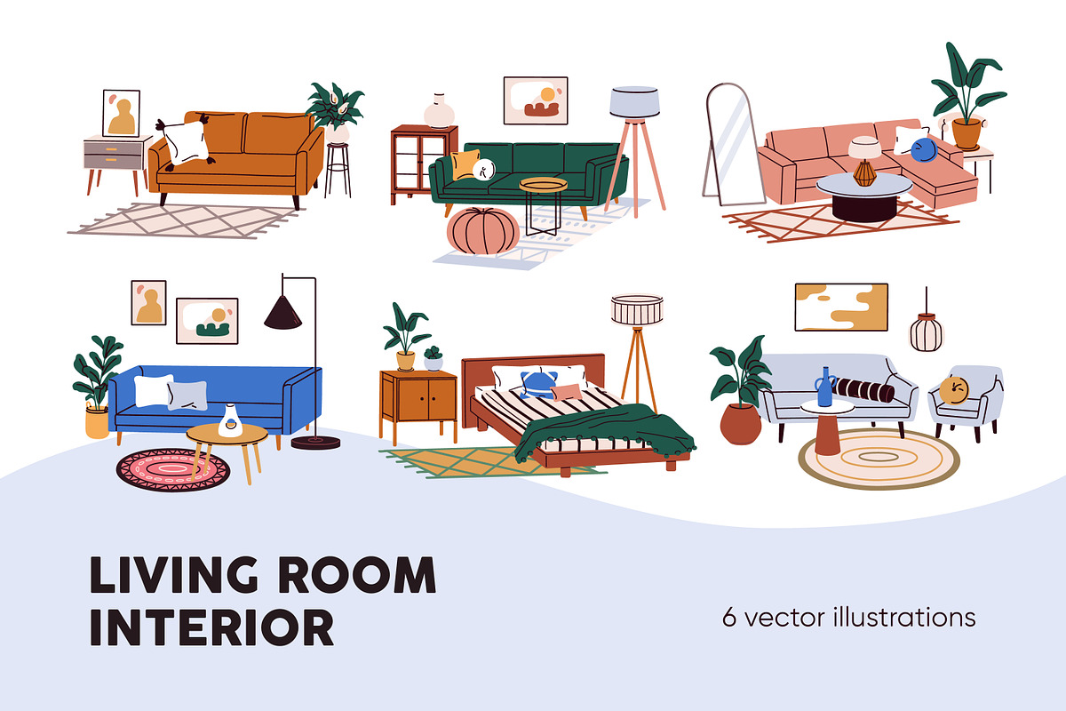 Living room, bedroom interior design, an Object Illustration by Good Studio (Photo 1 of 8)
