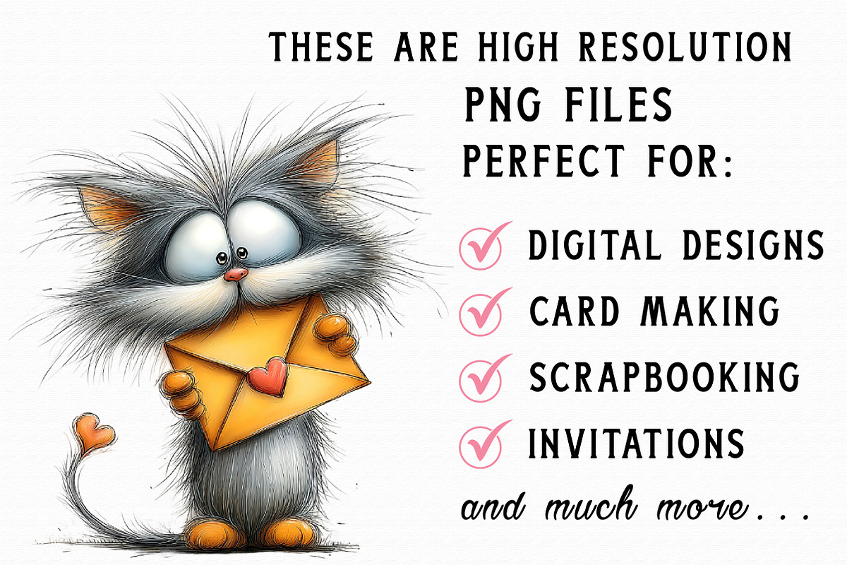 Whimsical Valentine Cats Clipart, an Illustration by Libby Wishes (Photo 5 of 7)