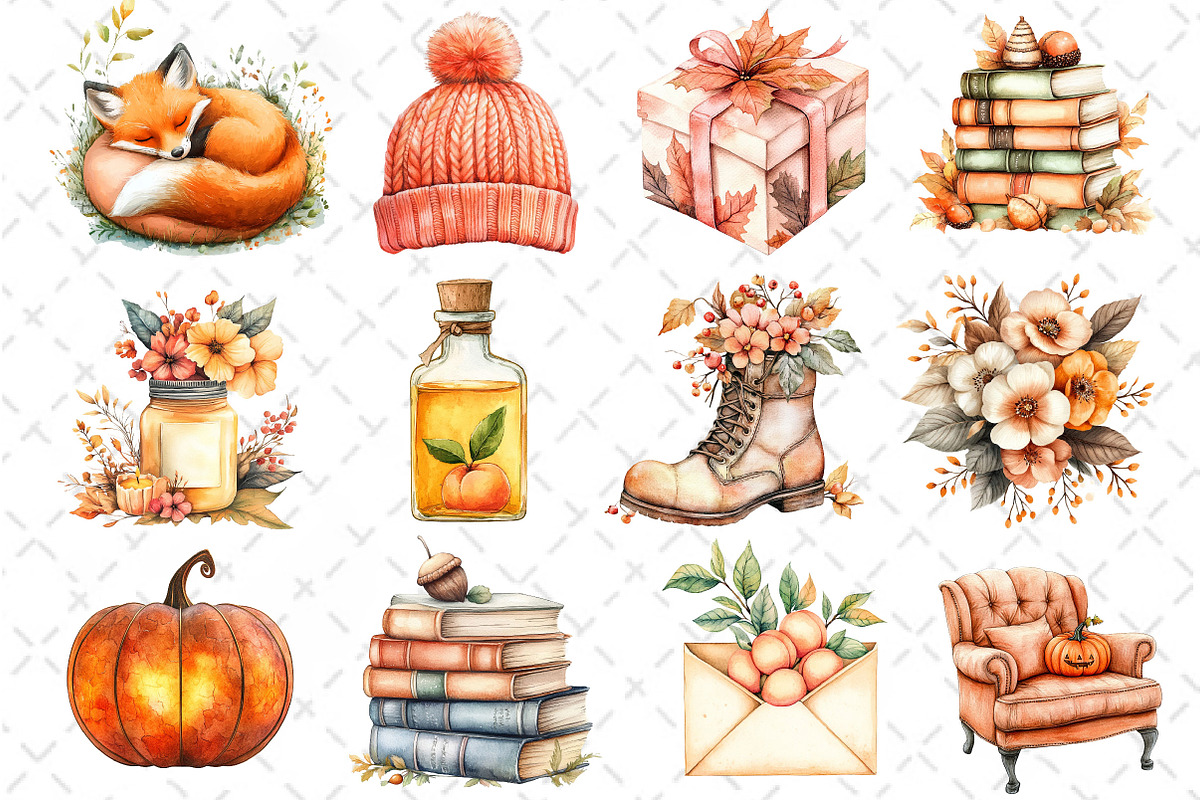 Peach Colored Autumn Clipart, an Illustration by Dream Creation (Photo 2 of 4)