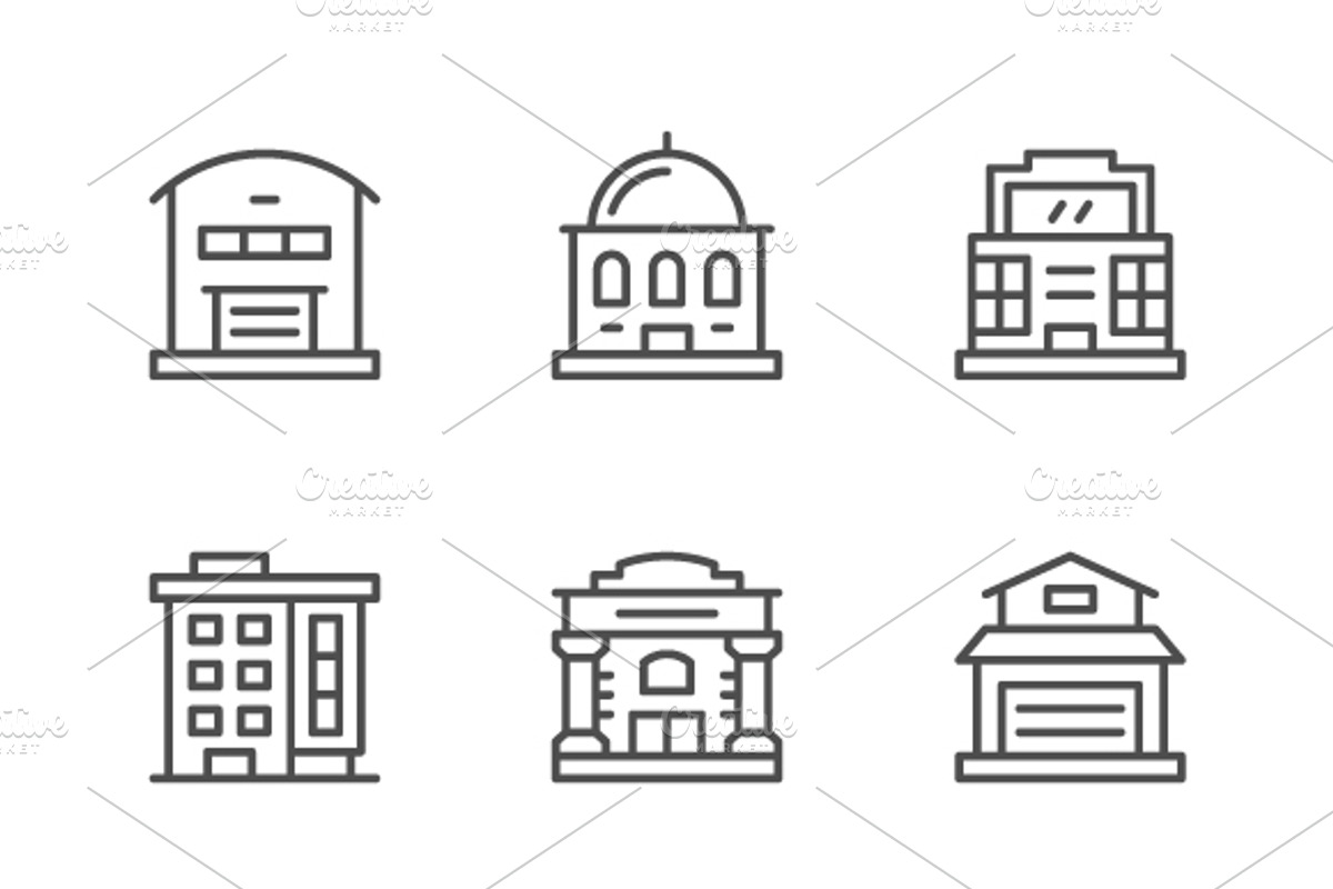 Set line icons of buildings, an Outline Icon by motorama (Photo 1 of 2)