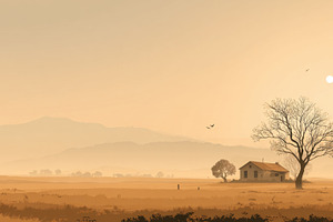 Sunset view over a simple house, a Photo by Beautiful things
