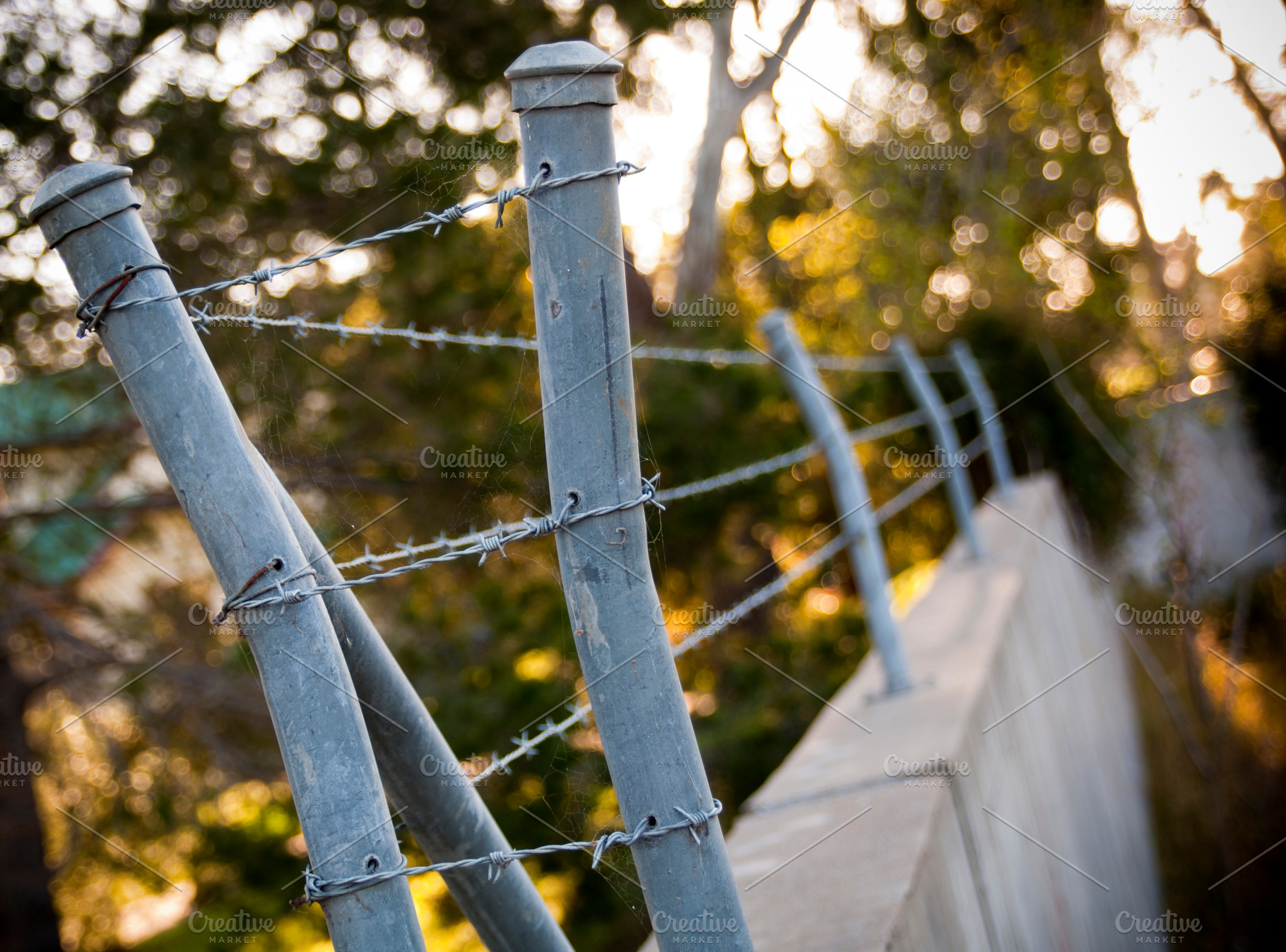 Secure Wall Barbed Wire Fencing, an Industrial Photo by THP Creative