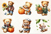 Watercolor Autumn Teddy Bear Clipart, an Illustration by Rose Art (Thumbnail 3 of 5)