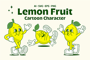 Lemon Fruit Cartoon Character