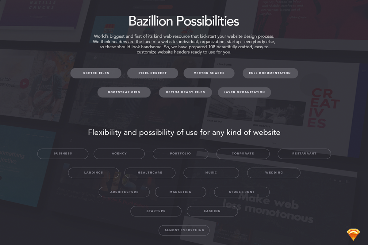 SKETCH-108 Handsome Headers, an UI Kit Template by MisterCreativ™ (Photo 2 of 4)