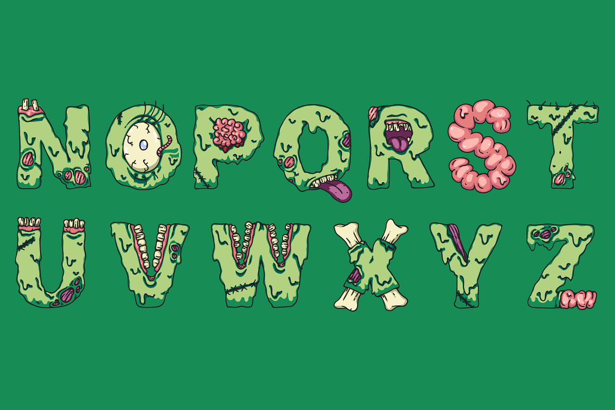 Scary zombie monster halloween font preview 4