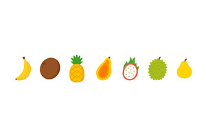 Cartoon tropical and exotic fruits, a Food Illustration by GraphiShop