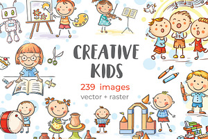 Creative doodle cartoon kids bundle
