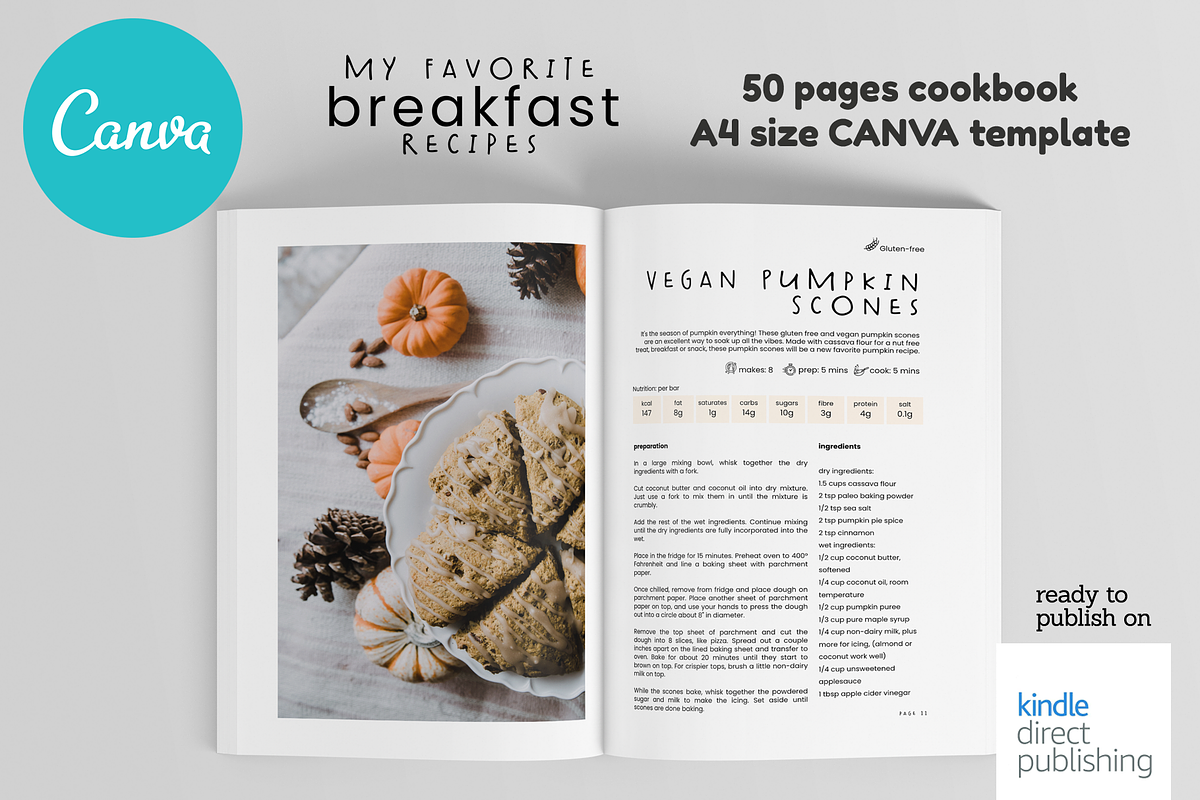 Canva Breakfast A4 Cookbook Template, a Magazine Template by DeLaGranSiete (Photo 6 of 10)