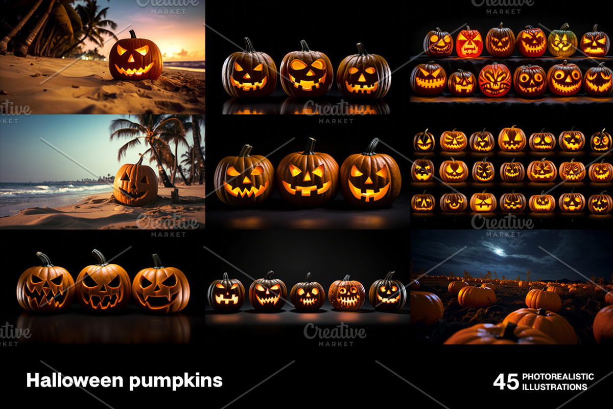 Halloween pumpkins. 45 images, a Holiday Photo by Handmadefont (Photo 2 of 11)