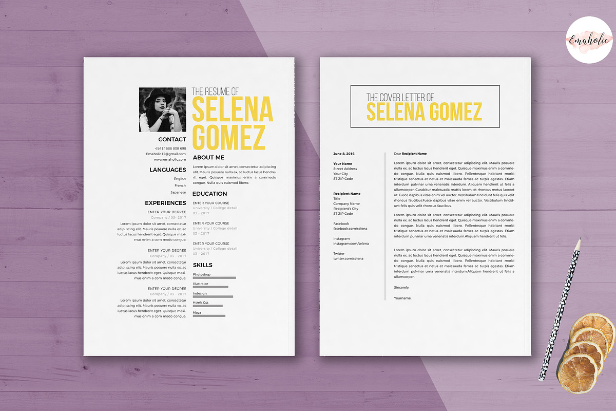 Create 1 page resume template, a Resume Template by Emaholic Template (Photo 2 of 4)