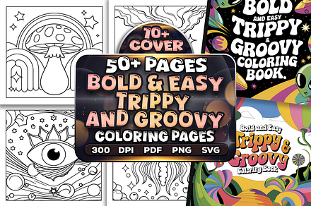 Bold Easy Trippy & Groovy Coloring, an Object Illustration by Craftsbeefy