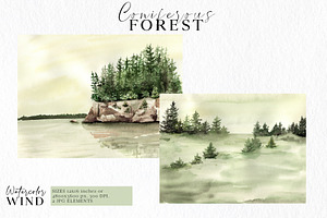 Forest Landscape Clipart Watercolor