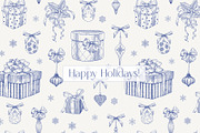 Christmas patterns Vol.2 Toile blue, a Pattern Graphic by ON_lineart_store (Thumbnail 9 of 10)