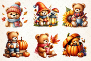 Autumn Teddy Bear Clipart, an Illustration by Dream Creation (Thumbnail 4 of 6)