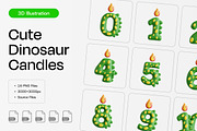 Cute Dinosaur Candles 3D Icon Set, an Animal 3D Model by Eklip Studio (Thumbnail 1 of 2)