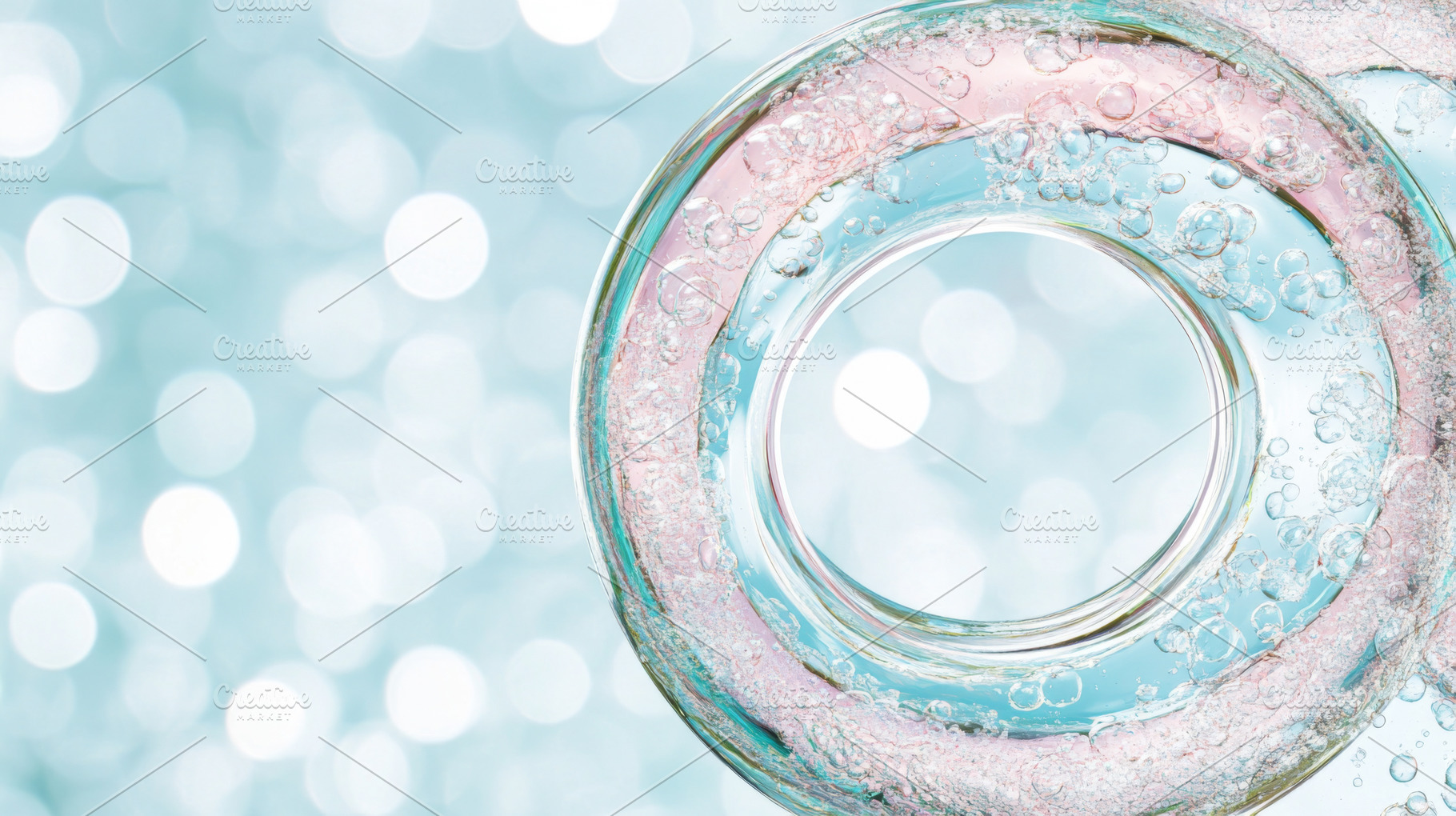 Bubbles sparkling in water with abst, a Photo by Dvoevnore photos