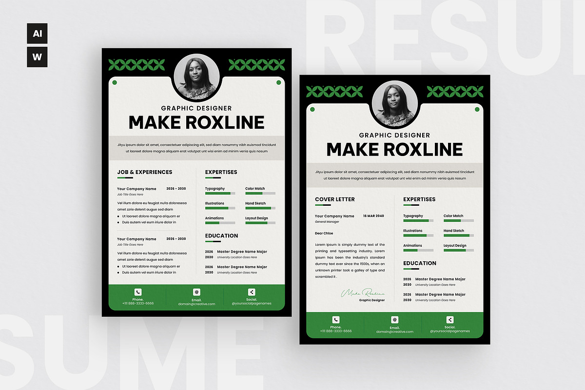 Simple Green Resume CV, a Resume Template by iDoodle Studio (Photo 1 of 4)