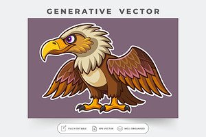 A colorful cartoon griffon vulture s, a Graphic by Iftikhar Alam